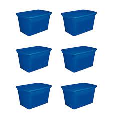 Stackable to maximize vertical storage space. Sterilite 30 Gallon Plastic Stackable Storage Tote Container Box Blue 6 Pack 193802073607 Ebay
