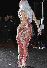 This outfit may have been shockingly raw when first worn, but imagine what it will smell like by the end of the night. Lady Gaga S Meat Dress At Vmas Angers Other Celebs And Animal Rights Groups Mirror Online