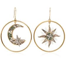 Roberto Cavalli Women Sun Moon Swarovski Hoop Earrings 825 Liked On Polyvore Featuring Jewelr Swarovski Crystal Earrings Gold Jewerly Swarovski Earrings
