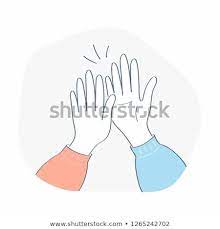 Giving High Five Hands Clap Two Hands Giving High Five To Each Other Flat Outline Doodle Vector Illustrati Vector Illustration High Five Illustration Design