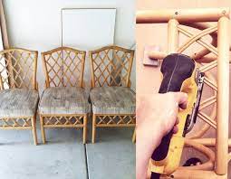 Furniture refinishing doesn't have to be a large and scary project. Refinishing Rattan Chairs Tutorial Bamboo Furniture Makeover Rattan Chair Vintage Rattan Furniture