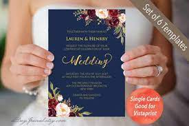 4 Double Sided Navy Wedding Invitation Set Templates Etsy Navy Wedding Invitations Wedding Invitation Templates Navy Gold Wedding Invitations