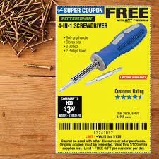 Free 4 In 1 Screwdriver With Purchase Through 1 1 20 Screwdriver Harbor Freight Tools 4 In 1
