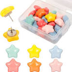 Amazon.com: 20 Pcs Star Shape Multi-Color Push Pins, Plastic ...