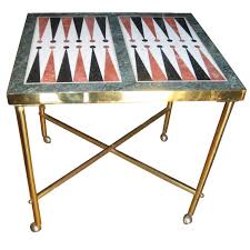 Custom Midcentury Brass And Marble Backgammon Table 1stdibs Com Backgammon Table Modern Game Tables Table