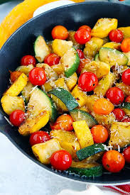 Summer Squash Saute With Tomatoes Parmesan Cheese And Basil Vinaigrette The Pe Summer Squash And Zucchini Recipe Sauteed Summer Squash Summer Squash Recipes
