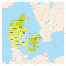 Su territorio abarca la mayor parte de la península de jutlandia, que arranca de la frontera con alemania, luego se estrecha, se triplica en su anchura a la altura de randers y culmina en el cabo skagen. Mapa Del Vector De Dinamarca Vectores En Stock Freeimages Com