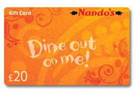 Free Competition For 20 Nandos Gift Card Gift Card Cards Gifts