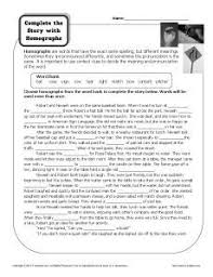 Homograph Worksheet Complete The Story With Homographs Homographs Complete The Story Multiple Meaning Words