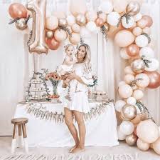 Rose Gold Balloon Garland Kit Rose Gold Balloon Arch First Birthday Balloon Arch First Birthday Balloons 1st Birthday Party For Girls Baby Girl Birthday