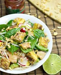 The calories contained in the tofu pancakes introduce in this article are 293 calories per one person serving. Asian Tofu Salad High In Protein Low Carb And Vegan Delicious