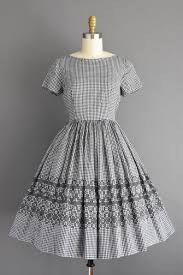 Vintage 1950s Dress Size Xs Black And White Gingham Print Image 1 Black And White Vintage Dresses Vintage 1950s Dresses Vintage Dresses 50s