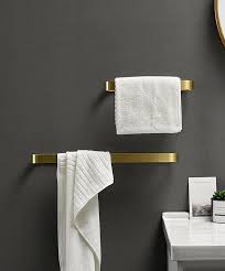 Limited time sale easy return. Aluminum Bathroom Towel Holder Wall Mounted Hanger Brushed Gold Towel Rack Storage Rack Shelf Modern Bathroom Accessories Towel Bars Aliexpress