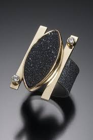Black And Gold Jewelry Large Black Drusy Bar Ring Black Gold Jewelry Ankle Jewelry Jewelry