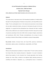 Pdf On The Philosophical Foundations Of Medical Ethics Aristotle Kant Js Mill And Rawls