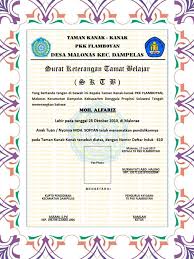 Ijazah/ sertifikat/ piagam menggambarkan tingkat keberhasilan seorang anak dalam proses belajar di lembaga tersebut. Tk Pkk