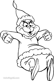 Grinch in a santa suit. Grinch Coloring Pages Coloringall