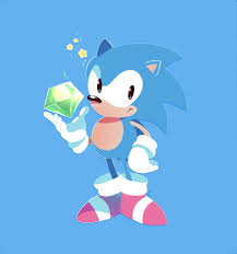 classic sonic with 1 of the 7 chaos emeralds classic sonic sonic hedgehog art