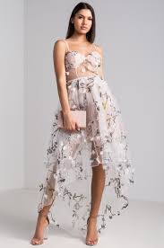 Sheer Embroidered Mesh Hi Lo Floral Maxi Midi Dress In Cream Dresses Prom Dresses Long Mermaid Prom Dresses Lace