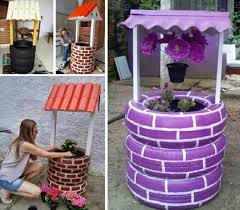 Tire Planter Designs Easy Instructions Lots Of Ideas Wishing Well Garden Easy Garden Tire Planters