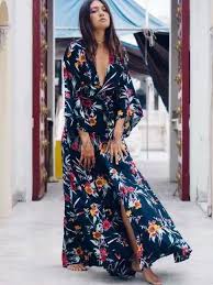 Women S Maxi Dress Women Tea Dress Long Sleeve Wrap Deep Blue Cover Up Summer Dress Maxi Dress Long Sleeve Dress Blue Long Summer Dress