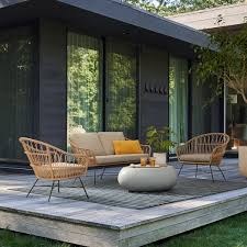 For set pictured, select 1 huron sofa, 1 huron lounge chair and 1 pebble coffee table. Palma Outdoor Loveseat Lounge Chairs Pebble Coffee Table Set