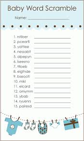 Baby Shower Word Scramble Template Free Baby Shower Games Baby Shower Wording Baby Shower Fun