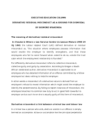 Meaning, pronunciation, synonyms, antonyms, origin, difficulty, usage index and more. Doc Derivative Misconduct As A Ground For Dismissal Bigmore Nyakonda Academia Edu