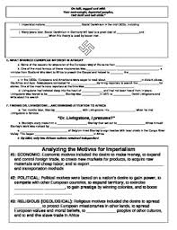 Worksheets are imperialism in africa map work, name global history i, american imperialism work, american imperialism, african imperialism scramble for africa, imperialism, imperialism, i i v l iv v v. World Unit 10 Lesson 5 Motivations For Imperialism Guided Notes