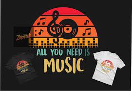 All You Need Is Music Tshirt Design Graphic Svg Eps Png For Sale Buy T Shirt Designs Eps Design Tshirt Designs