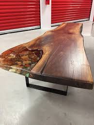 River Rock Live Edge Walnut Coffee Table Lakeshore Coffee Table Live Edge Wood Table Diy Resin Table Tops