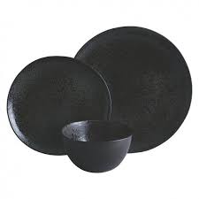 Black And White Dinner Plates Uk Noir Graphite Speckled 12 Piece Dinner Set In 2019 Dinner Sets Natural Dinnerware Decorative Bowls