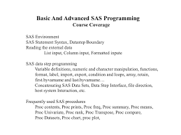 basic and advanced sas programming course coverage