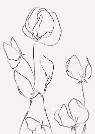 Black And White Line Drawing Prints Floral Line Art Printed Poster Art Print Single Line 24x36 Large Line Art Print Floral Artwork Flowers Wall Decor Black And White In 2020 Floral Artwork Romantic Artwork Floral Poster