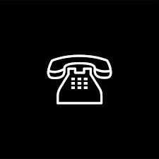 Ikon Telepon Line On Black Background Ilustrasi Vektor Gaya Datar Hitam