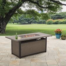 With gas fire pits, a burner pan is optional, but it really helps support the burner and the material you use to cover the burner. Better Homes And Gardens 60 Bristol Rectangular Propane Gas Fire Pit Table Walmart Com Walmart Com