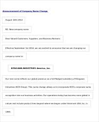 . changes in rates by way of sending to a customer a notice by fax, electonic mail and / or electronic . the bank may block the account and/or service at any time without notice and explanations given to the customer to prevent money laundering and. Free 8 Sample Business Name Change Letter Templates In Ms Word Pdf Google Docs Pages