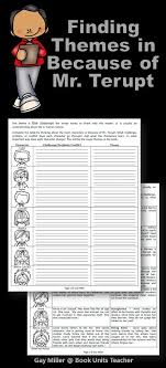 Teaching Theme With Because Of Mr Terupt Book Units Teacher Teaching Themes Reading Workshop 4th Grade Reading