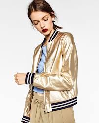 Gold Toned Bomber Jacket View All Outerwear Woman Zara United States Lederjacke Frauen Oberbekleidung Frauen Jacken Frauen