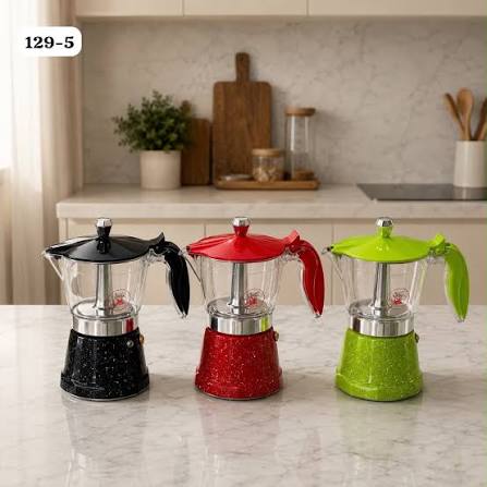 Greca Italiana Moka de 3 Tazas •Modelo (129-5) Ideal para preparar café con  sabor intenso y auténtico estilo italiano. Por tan solo $1,150 pesos