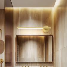 17 interesting modern bathroom vanity light fixtures image ideas. Mid Century Modern Linear Wall Sconce Metallic Led Bathroom Vanity Lighting In Gold Takeluckhome Com