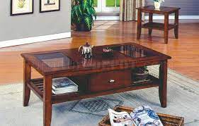 Troy medium brown cherry cocktail table. Brown Cherry Finish Modern 3 Pc Coffee Table Set W Drawer