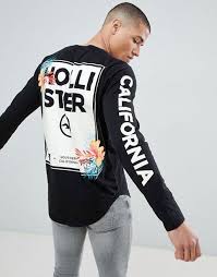 Black And Pink Floral Shirt Mens Hollister Colour Change Floral Logo Long Sleeve Top In Black Long Sleeve Shirt Men Hollister Clothes Long Sleeve Tshirt Men