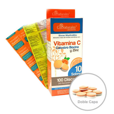 VITAMINA C -ZINC - CALOSTRO BOVINO CJ*100 TBS
