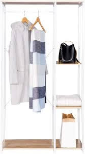 Woltu Sr0047whe Garderobenstander Kleiderstander Waschestander Mit Ablage Schuhregal Aus Holz Und Stahl M Garderobe Stander Helle Eiche Waschestander