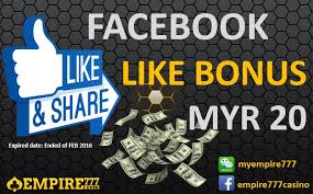 Facebook Free Bonus Myr20 From Empire777 Online Casino Malaysia Free Casino Slot Games Free Slots Casino Online Casino