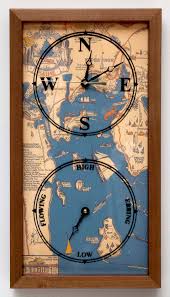Boothbay Harbor 1931 Tourist Map Time And Tide Clock Pod Of Edgecombcustom Handmade Nautical Chart Clocks