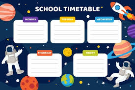Freepik Flat Design Back To School Timetable With Universe Free Vector Ai Eps Kegiatan Untuk Anak Sekolah Anak