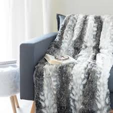 Plaid Imitation Fourrure Grise 150x180 Lynx Maisons Du Monde