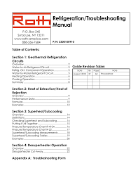 roth heat pump refrigeration troubleshooting